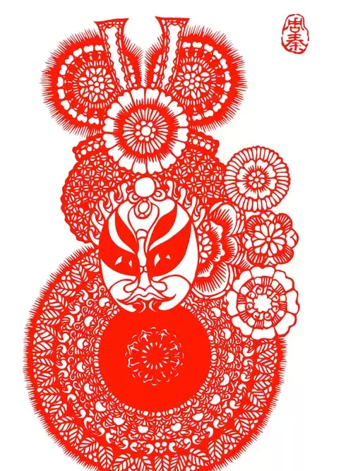 Peking Opera Masks Paper Cutting Illustration Vector