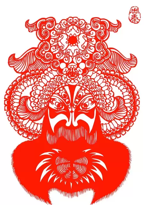 Peking Opera Masks Paper Cutting Illustration Vector