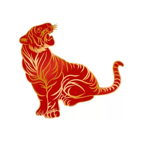 Year of the tiger Paper Cutting Illustration Vector