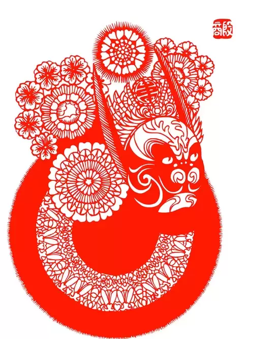 Peking Opera Masks Paper Cutting Illustration Vector