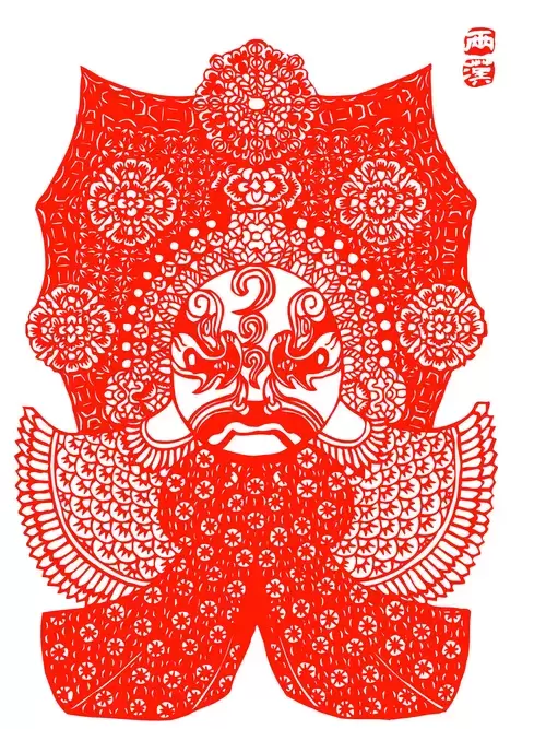 Peking Opera Masks Paper Cutting Illustration Vector