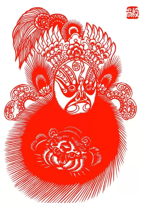 Peking Opera Masks Paper Cutting Illustration Vector