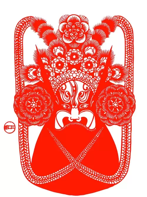 Peking Opera Masks Paper Cutting Illustration Vector