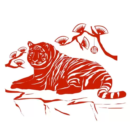 Year of the tiger Paper Cutting Illustration Vector