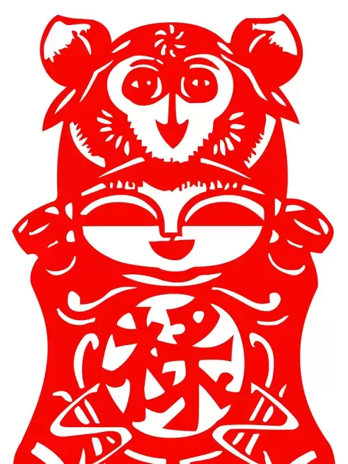 Chinese Zodiac Signs: Monkey Paper Cutting Illustration Vector
