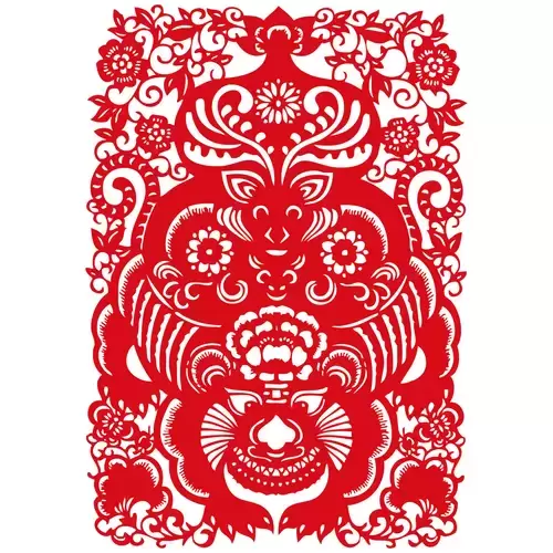 Year of the tiger Paper Cutting Illustration Vector