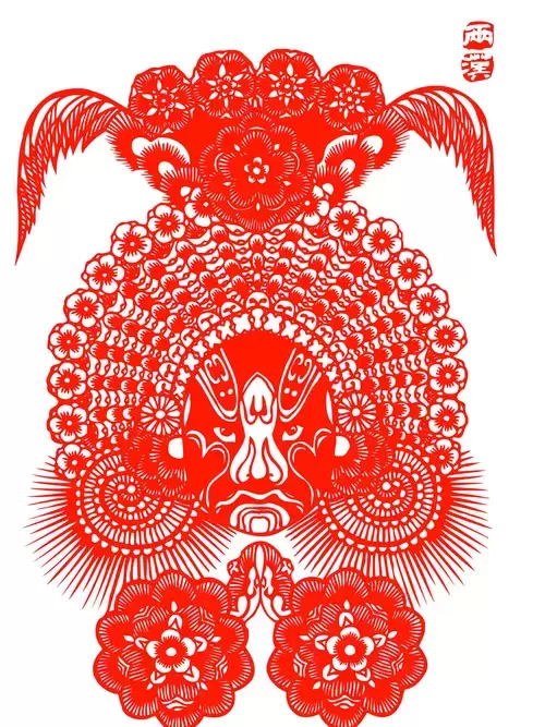 Peking Opera Masks Paper Cutting Illustration Vector