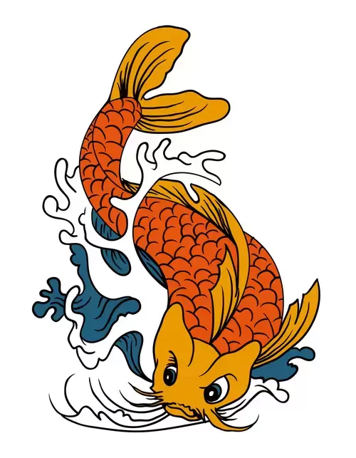 Painted Koi Illustration Material