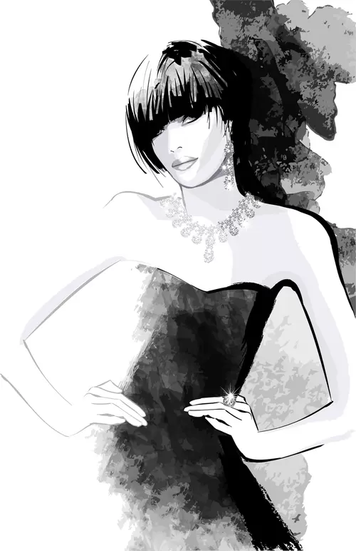 Fashion Woman,Cartoon,Painted Illustration Material