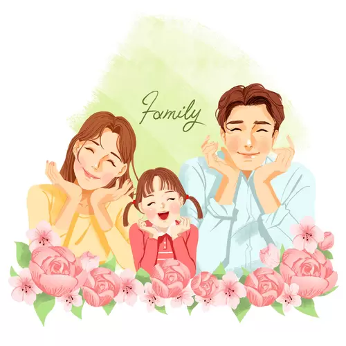 Parent-child Family Illustration Material