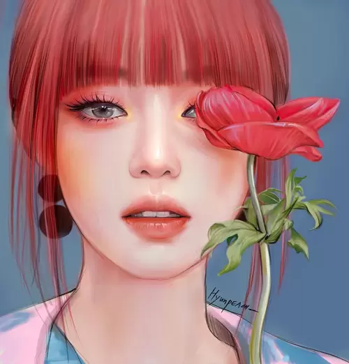 Beautiful Girl,Rose,Looking Forward Illustration Material