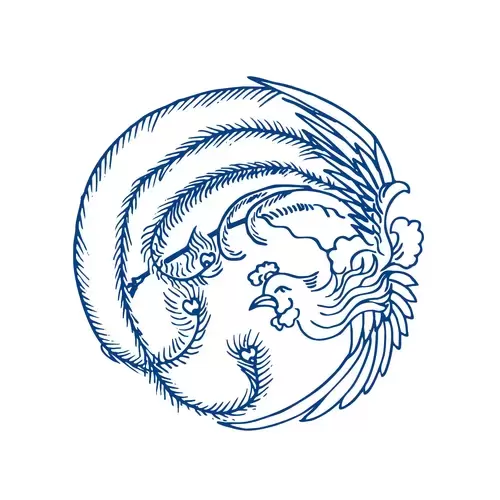 Blue And White Porcelain Pattern,Phoenix Illustration Material