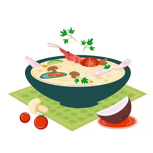 Local cuisine,Tom kha Gai Illustration Material