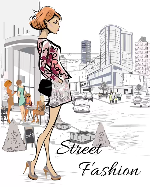 Sweet Fashion Women Illustration Material