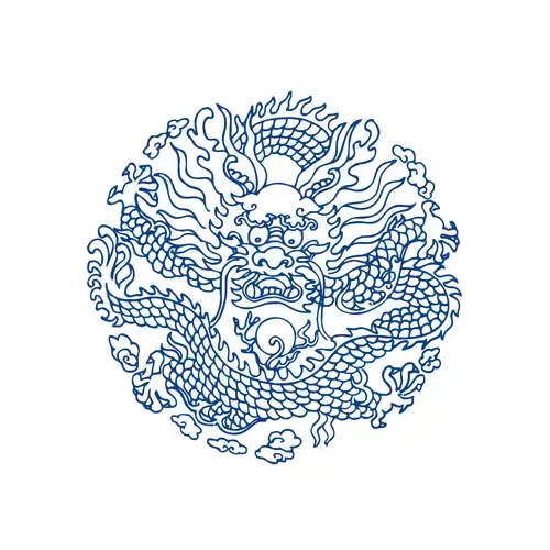 Blue And White Porcelain Pattern,Dragon Illustration Material