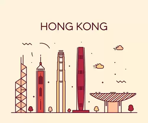 Global City,Hong Kong Illustration Material