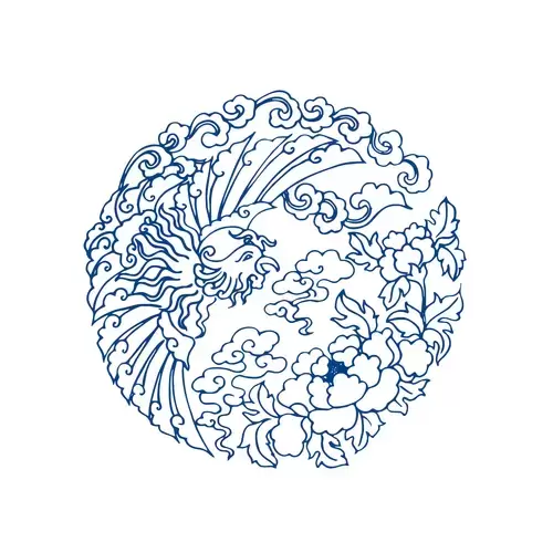 Blue And White Porcelain Pattern,Phoenix Illustration Material