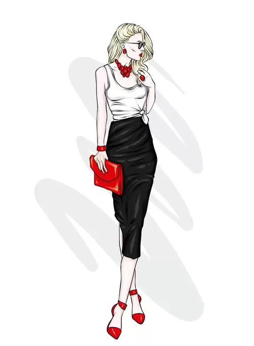 European and American fashionable women Illustration Material