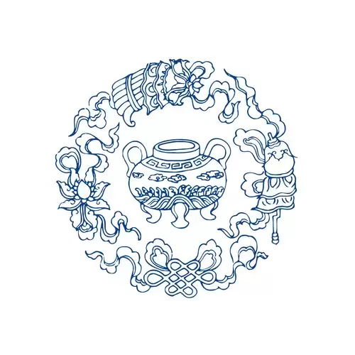 Blue And White Porcelain Pattern Illustration Material