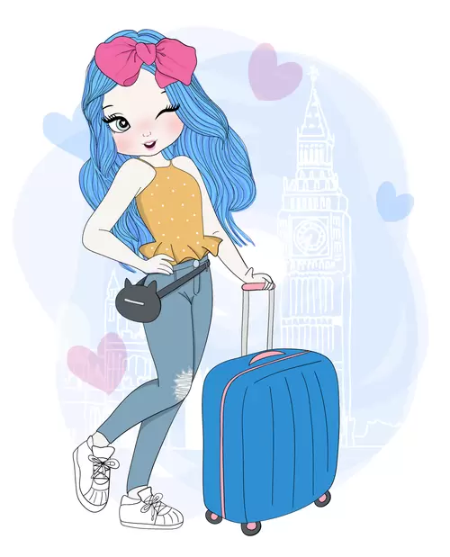 Fashion girl,Cartoon Illustration Material