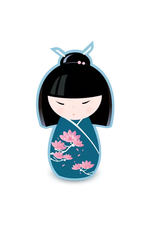 Japanese kimono doll,Girl Illustration Material