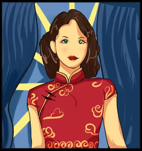 Girl in Cheongsam Illustration Material