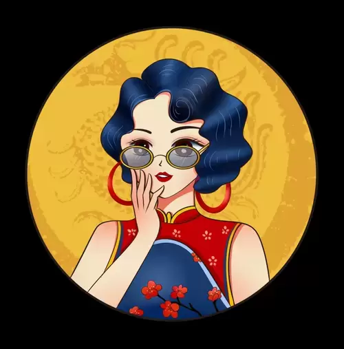 Girl in Cheongsam Illustration Material