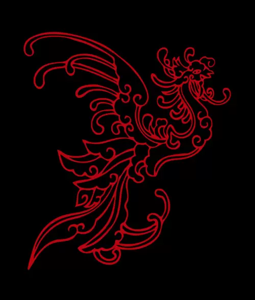 Dragon and Phoenix Pattern Illustration Material