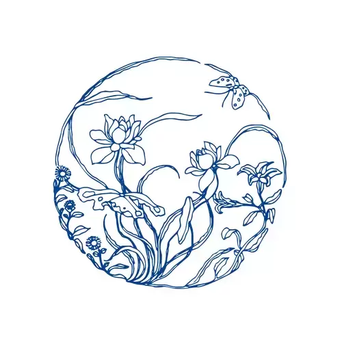 Blue And White Porcelain Pattern Illustration Material