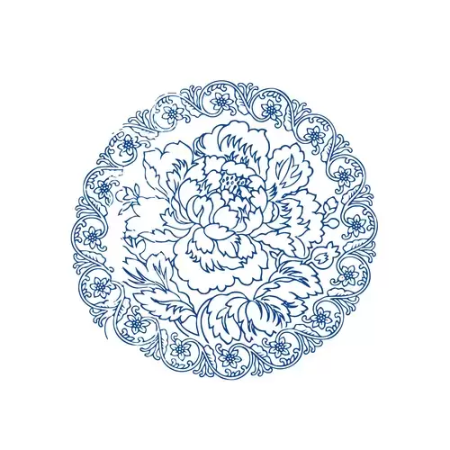 Blue And White Porcelain Pattern Illustration Material