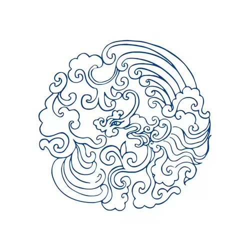 Blue And White Porcelain Pattern,Phoenix Illustration Material