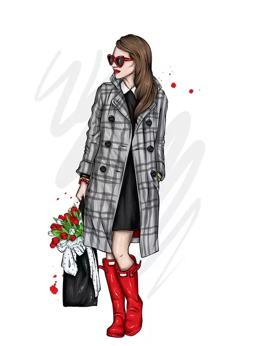 European and American fashionable women Illustration Material