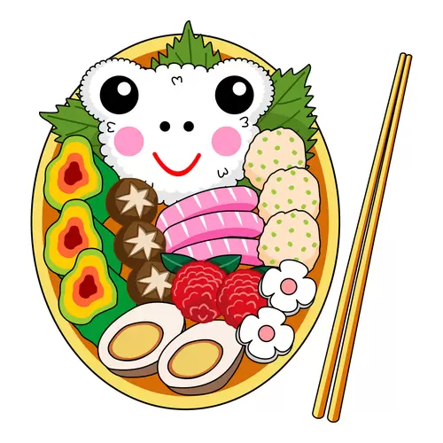 Japanese bento,Smiley face pattern Illustration Material