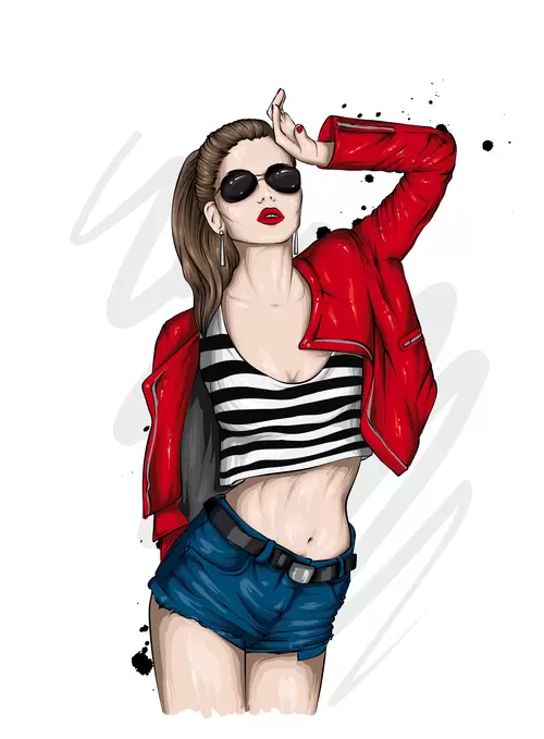 European and American fashionable women Illustration Material