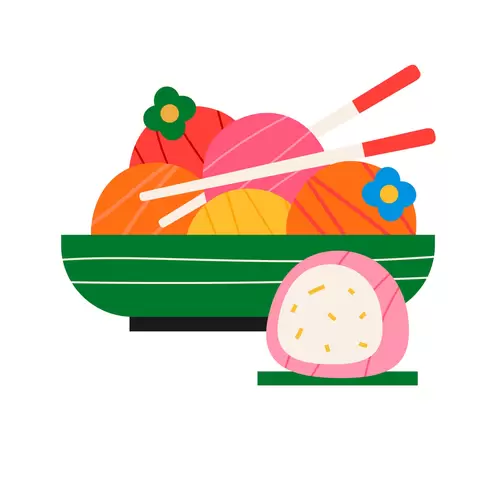 Local cuisine,Mochi Illustration Material