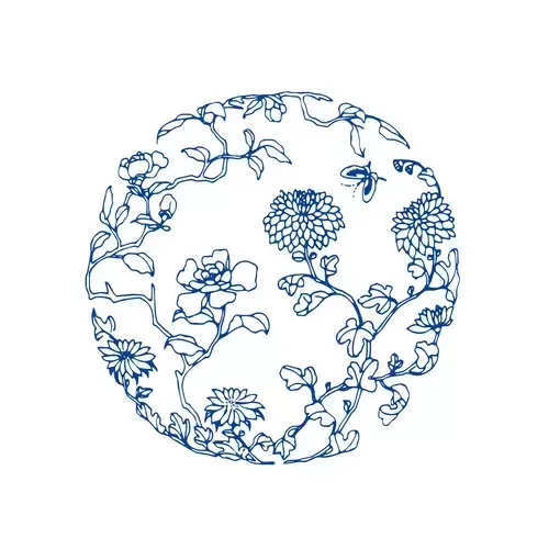 Blue And White Porcelain Pattern Illustration Material