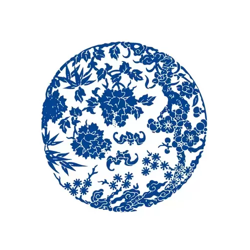 Blue And White Porcelain Pattern Illustration Material