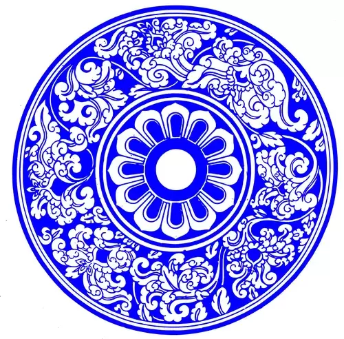 Blue and White Pottery Pattern Illustration Material