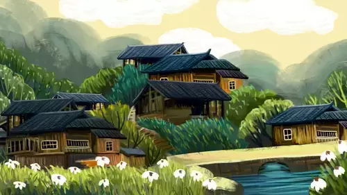 China Miao Village Illustration Material