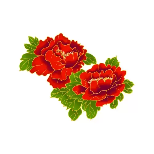 Red Peony Flower Illustration Material