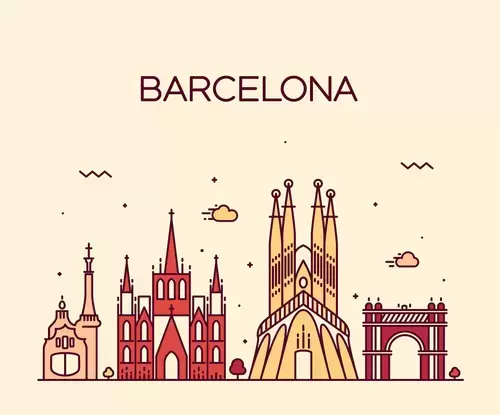Global City,Barcelona Illustration Material