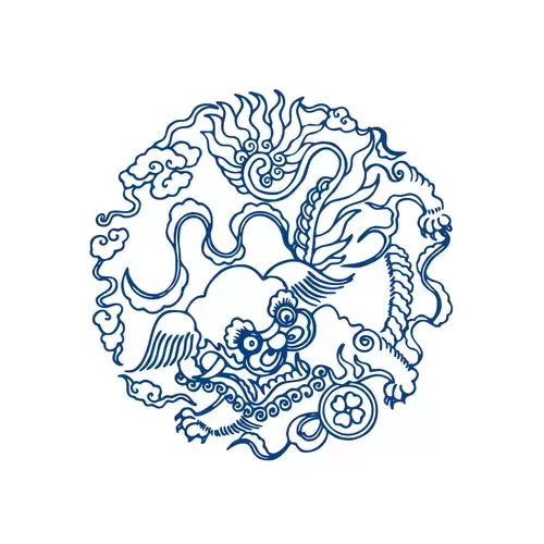 Blue And White Porcelain Pattern,麒麟 Illustration Material