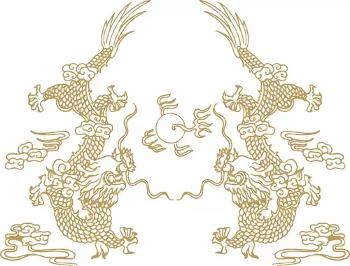 Pattern Dragon and Phoenix Illustration Material