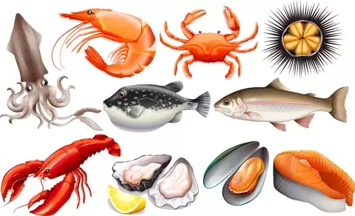 Seafood Icons Illustration Material