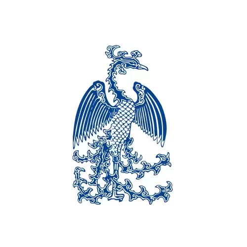 Blue And White Porcelain Pattern,Phoenix Illustration Material