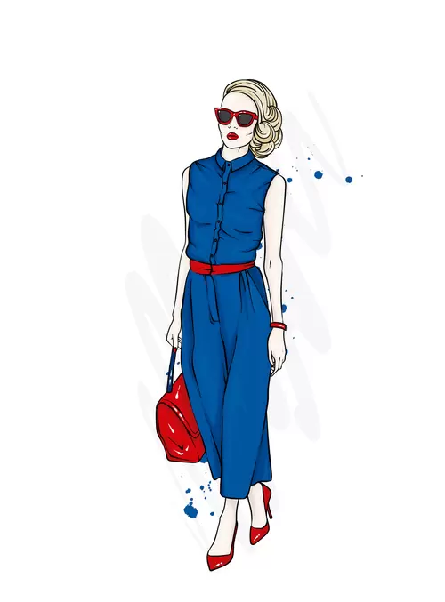 European and American fashionable women Illustration Material