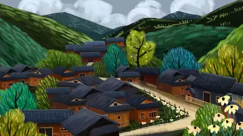 China Miao Village Illustration Material