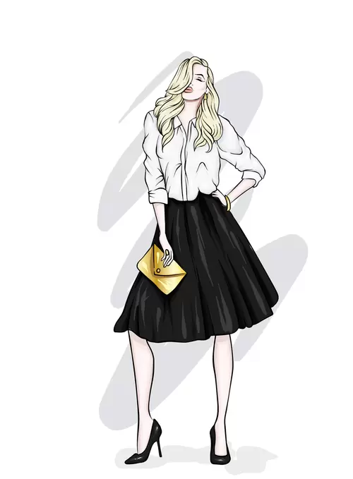 European and American fashionable women Illustration Material