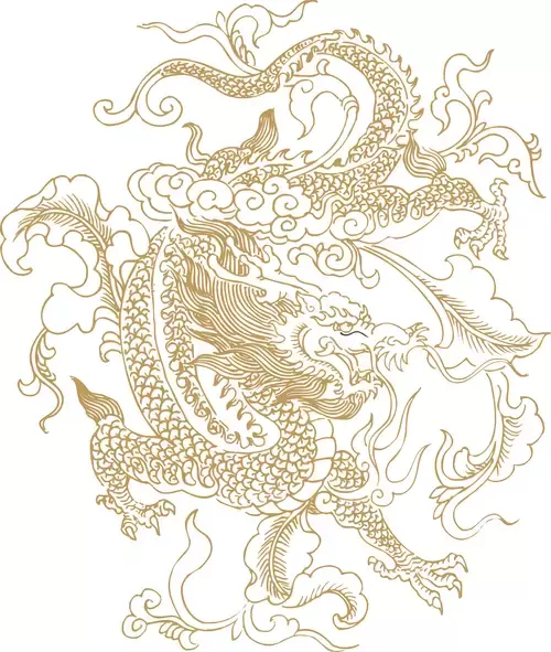 Pattern Dragon and Phoenix Illustration Material