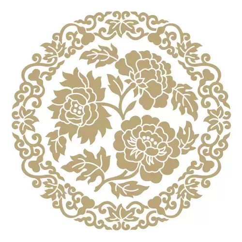 Openwork engraving pattern,Peony Illustration Material